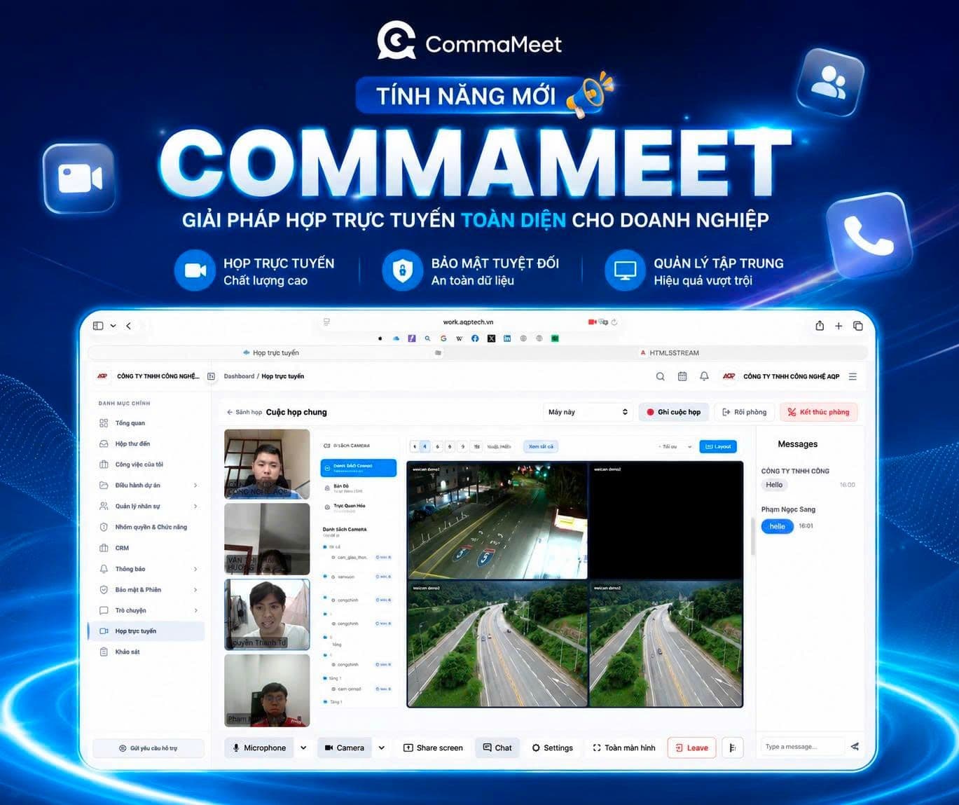 CommaMeet - họp trực tuyến chất lượng cao, bảo mật và quản lý tập trung